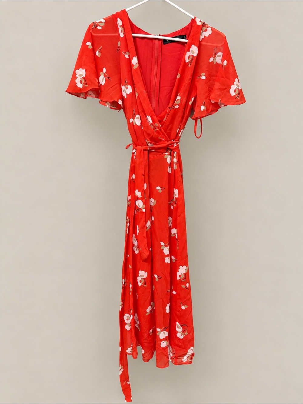 Ralph Lauren Betwen Red and Orange  Floral Wrap Dress